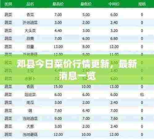 邓县今日菜价行情更新，最新消息一览