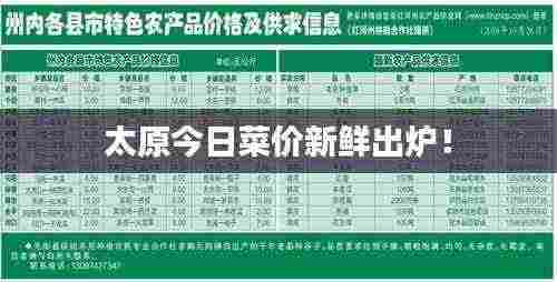 太原今日菜价新鲜出炉！