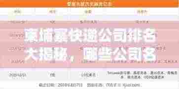 柬埔寨快递公司排名大揭秘，哪些公司名列前茅？