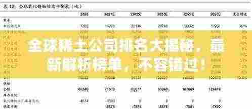 全球稀土公司排名大揭秘，最新解析榜单，不容错过！