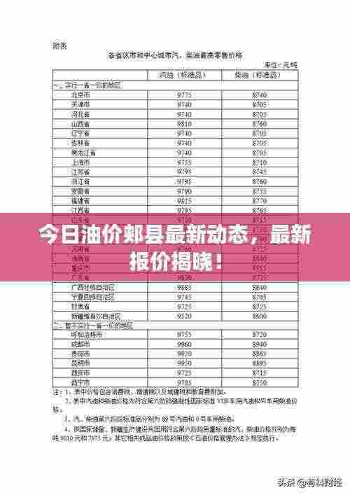 今日油价郏县最新动态，最新报价揭晓！