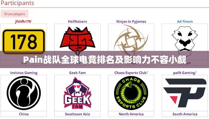 Pain战队全球电竞排名及影响力不容小觑