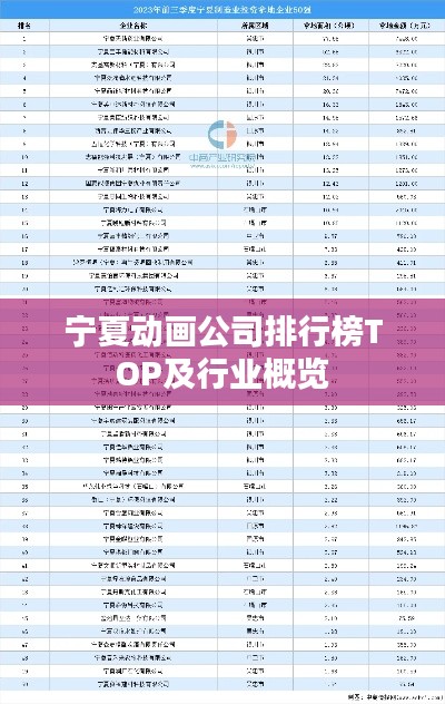 宁夏动画公司排行榜TOP及行业概览