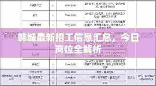 韩城最新招工信息汇总，今日岗位全解析