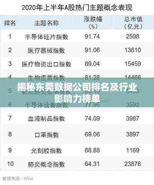 揭秘东莞数据公司排名及行业影响力榜单