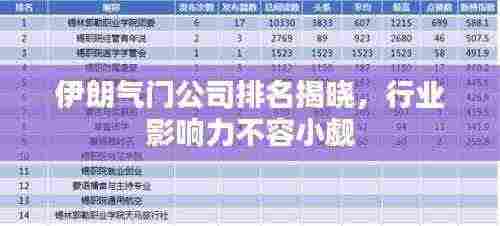 伊朗气门公司排名揭晓，行业影响力不容小觑