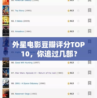 外星电影豆瓣评分TOP10，你追过几部？