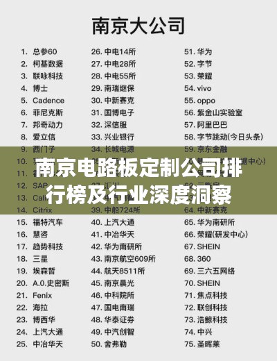 南京电路板定制公司排行榜及行业深度洞察