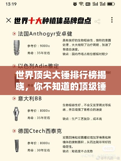 世界顶尖大锤排行榜揭晓，你不知道的顶级锤子大盘点！