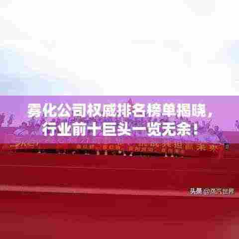 雾化公司权威排名榜单揭晓，行业前十巨头一览无余！