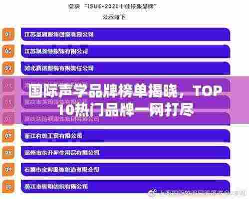 国际声学品牌榜单揭晓，TOP10热门品牌一网打尽
