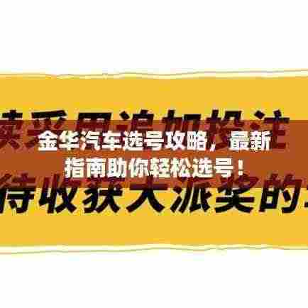 金华汽车选号攻略，最新指南助你轻松选号！