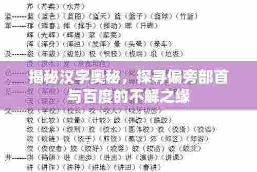 揭秘汉字奥秘，探寻偏旁部首与百度的不解之缘