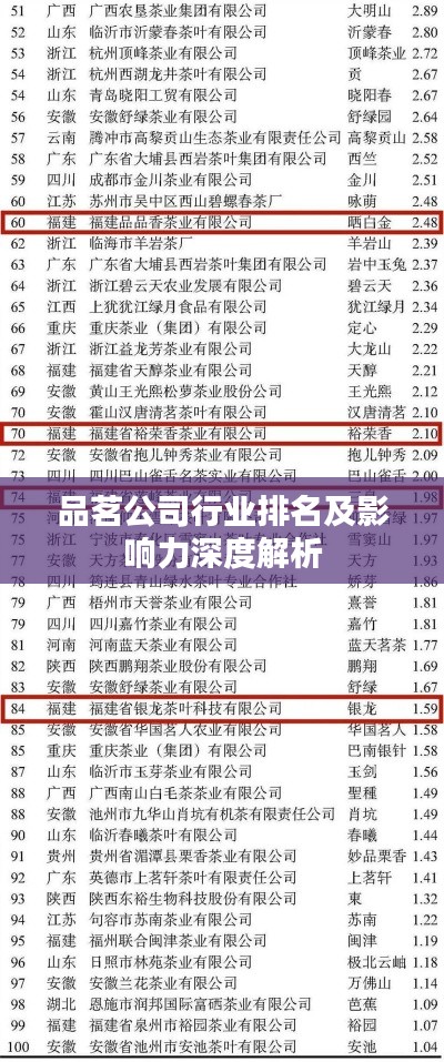 品茗公司行业排名及影响力深度解析